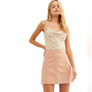 Free People Modern Femme Vegan Suede Light Peach Mini Skirt Size 4